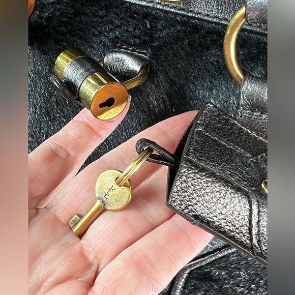 Yves Saint Laurent YSL Paris MUSE Metallic Grey Leather Pony Hair Handbag COA - Picture 8 of 17